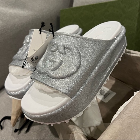 Gucci Silver Platform Slides - Picture 2 of 5
